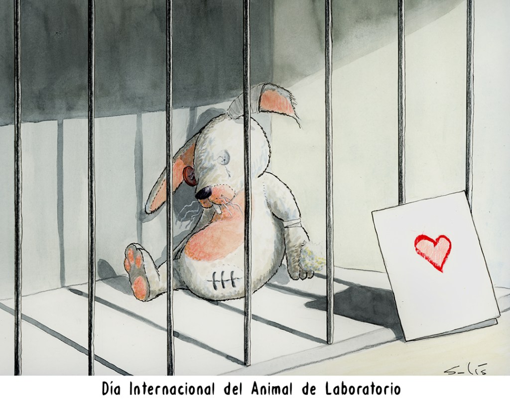 Día internacional del animal de laboratorio (nuestrá etíca sigue a prueba). Por () Víctor Solís (@Visoor) desde Ciudad de México en la #ViñetaVerde de @EFEverde