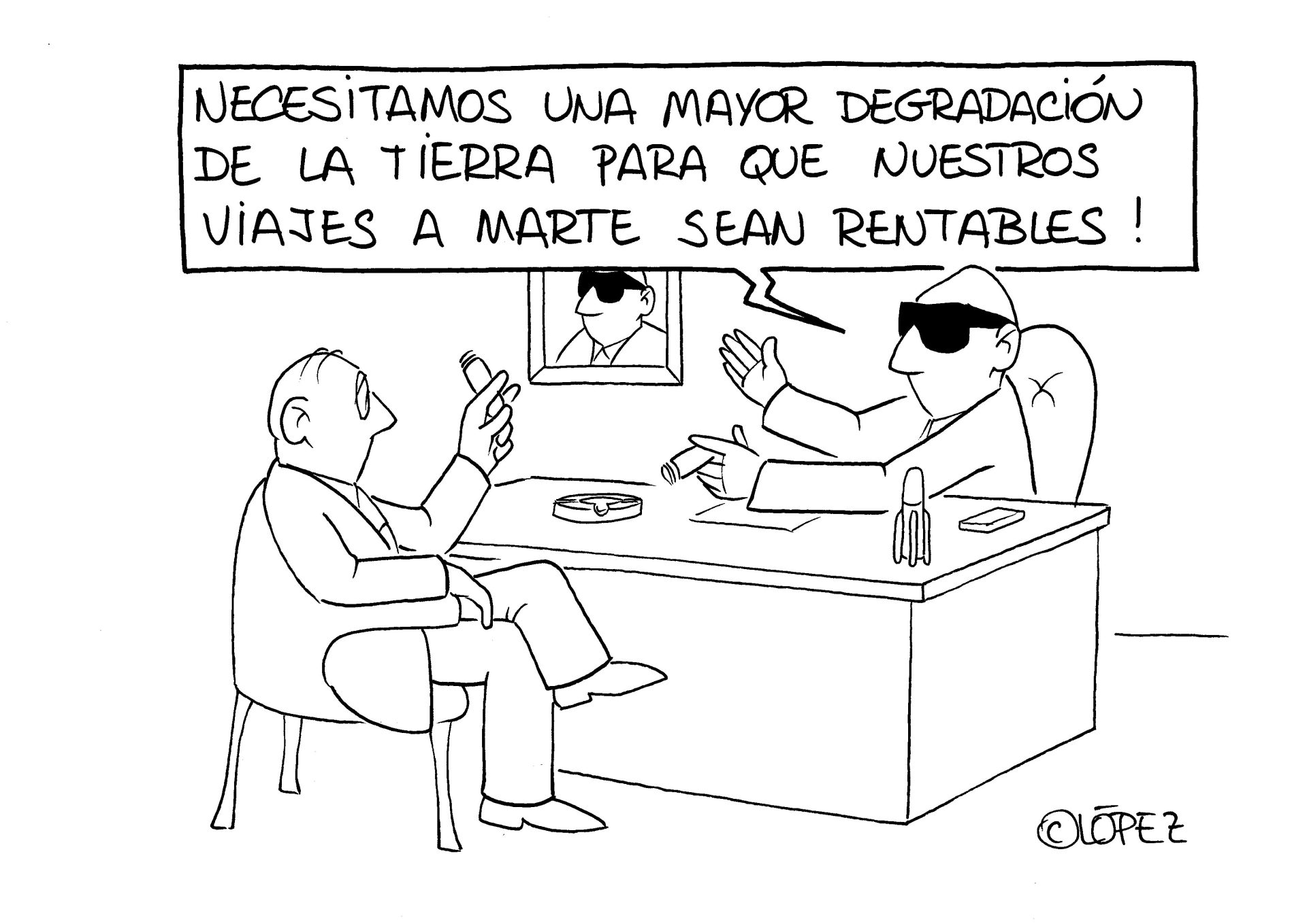 Por un futuro sostenible en Marte-Viñeta de Juan López Rico