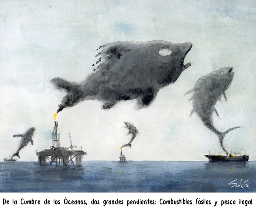 Asuntos pendientes (cumbre del océano). Por () Víctor Solís (@Visoor) desde Ciudad de México en la #ViñetaVerde de @EFEverde