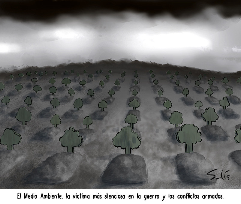 La otra víctima de las guerras, por Victor Solís en la Viñeta Verde en EFEverde