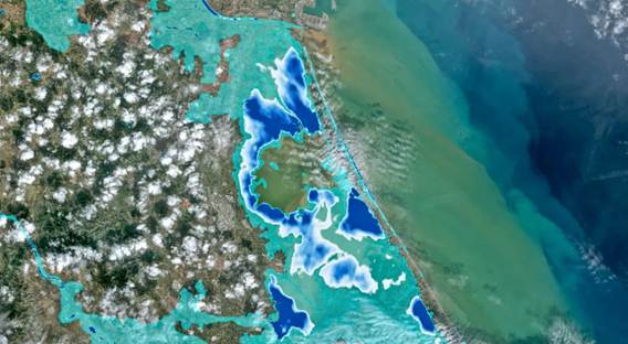 Extensión de las inundaciones provocadas por la dana según el sistema Copernicus. Cedida por el CSIC.