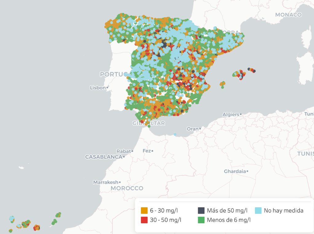 332 municipios españoles superan el límite de nitratos en agua, advierte Greenpeace