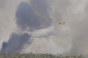 Extinction works during the forest fire at Niebla, Huelva, Spain, 08 August 2026. EFE/Alberto Diaz